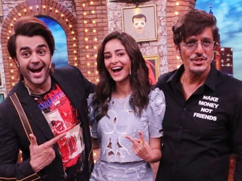 Ananya Panday and Chunky Pandey snapped on the sets of the show Movie Masti with Manish Paul’s show