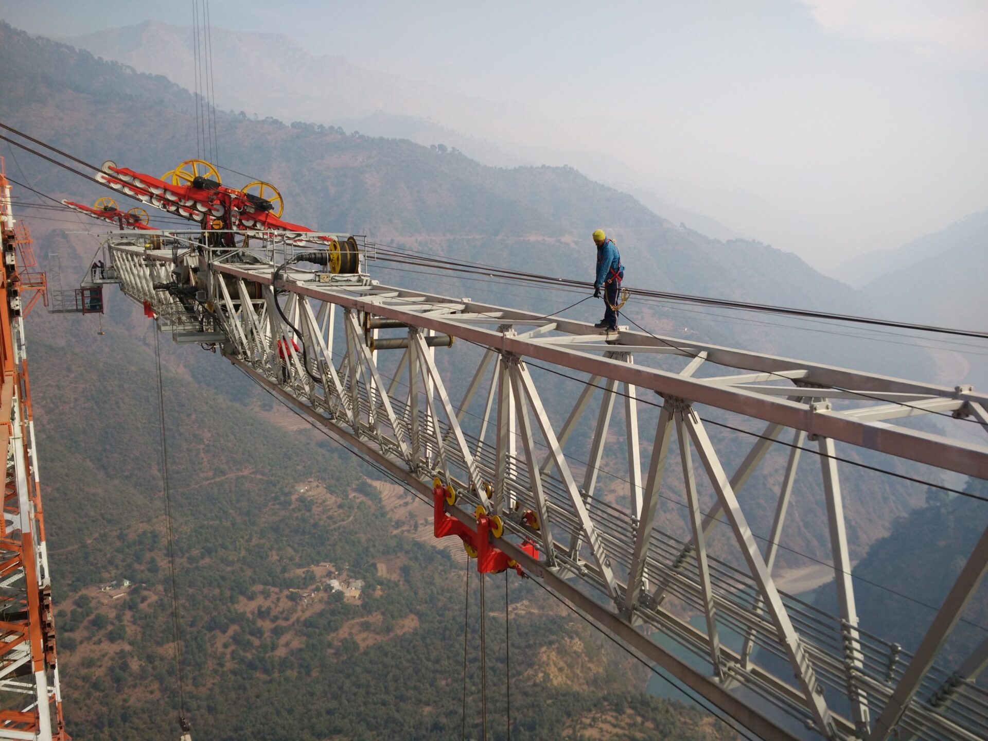 Arial view at construction site at Chenab Bridge scaled