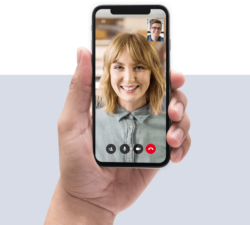 Professional on phone video call