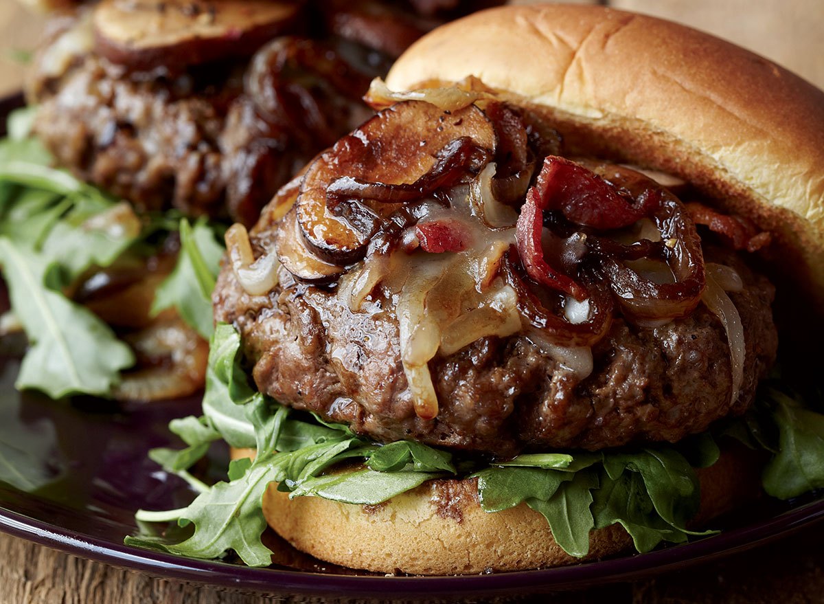 healthy swiss burger red wine mushrooms