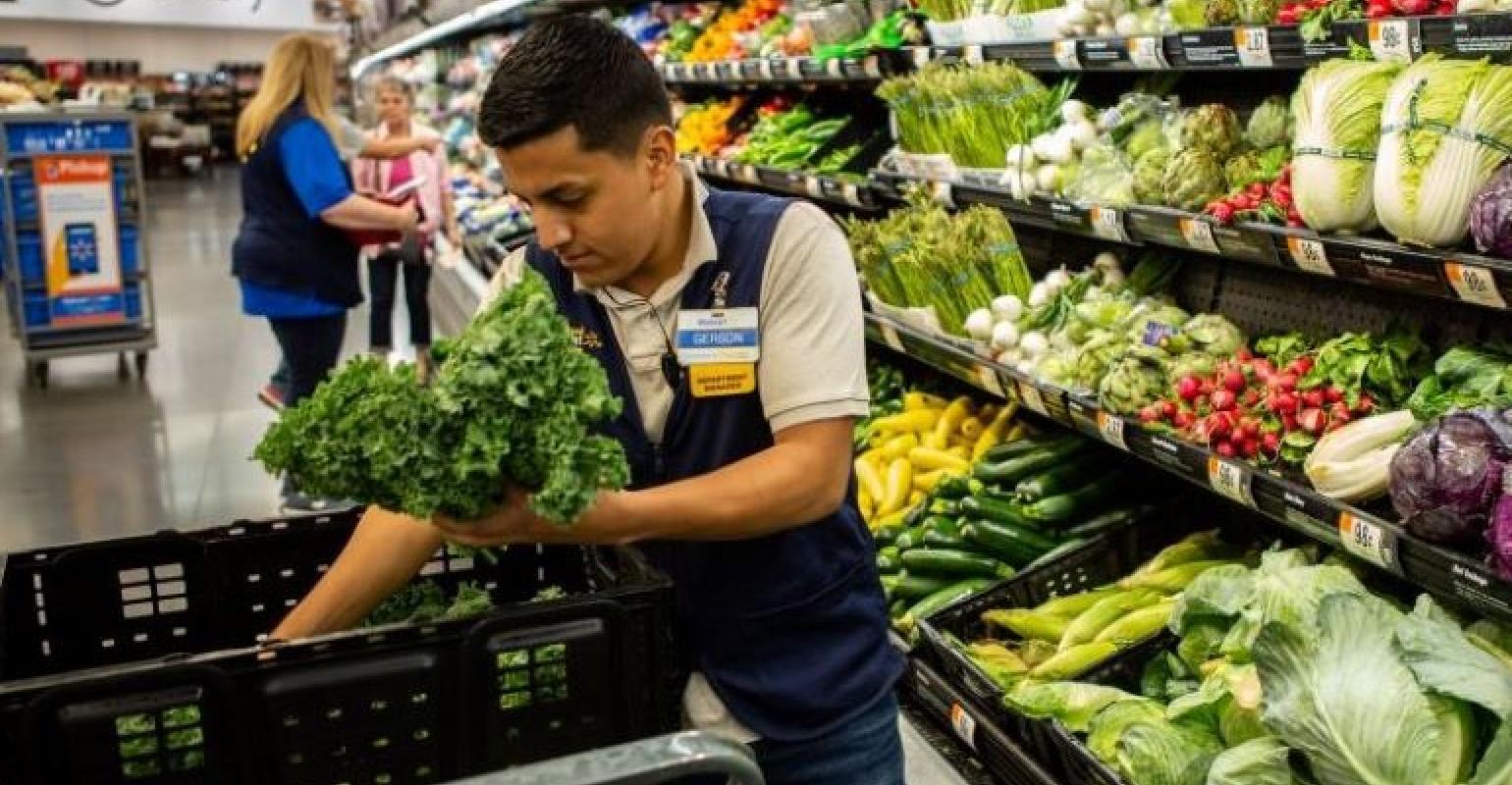 Walmart produce stockperson