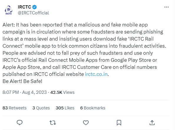 1691220838 727 IRCTC Phishing Scam છેતરપિંડી કરનારાઓએ IRCTCની બનાવટી એપ બનાવી રેલવેએ