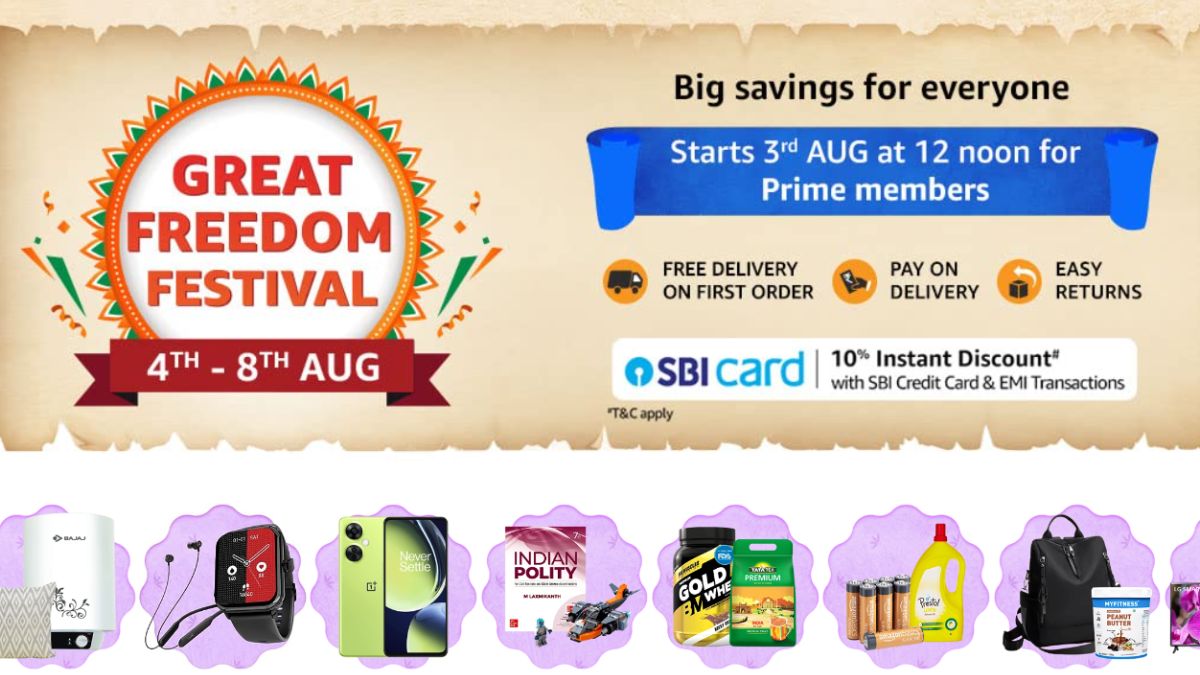 Amazon Great Freedom Festival Sale પ્રાઇમ મેમ્બર્સ માટે આજે બપોરે