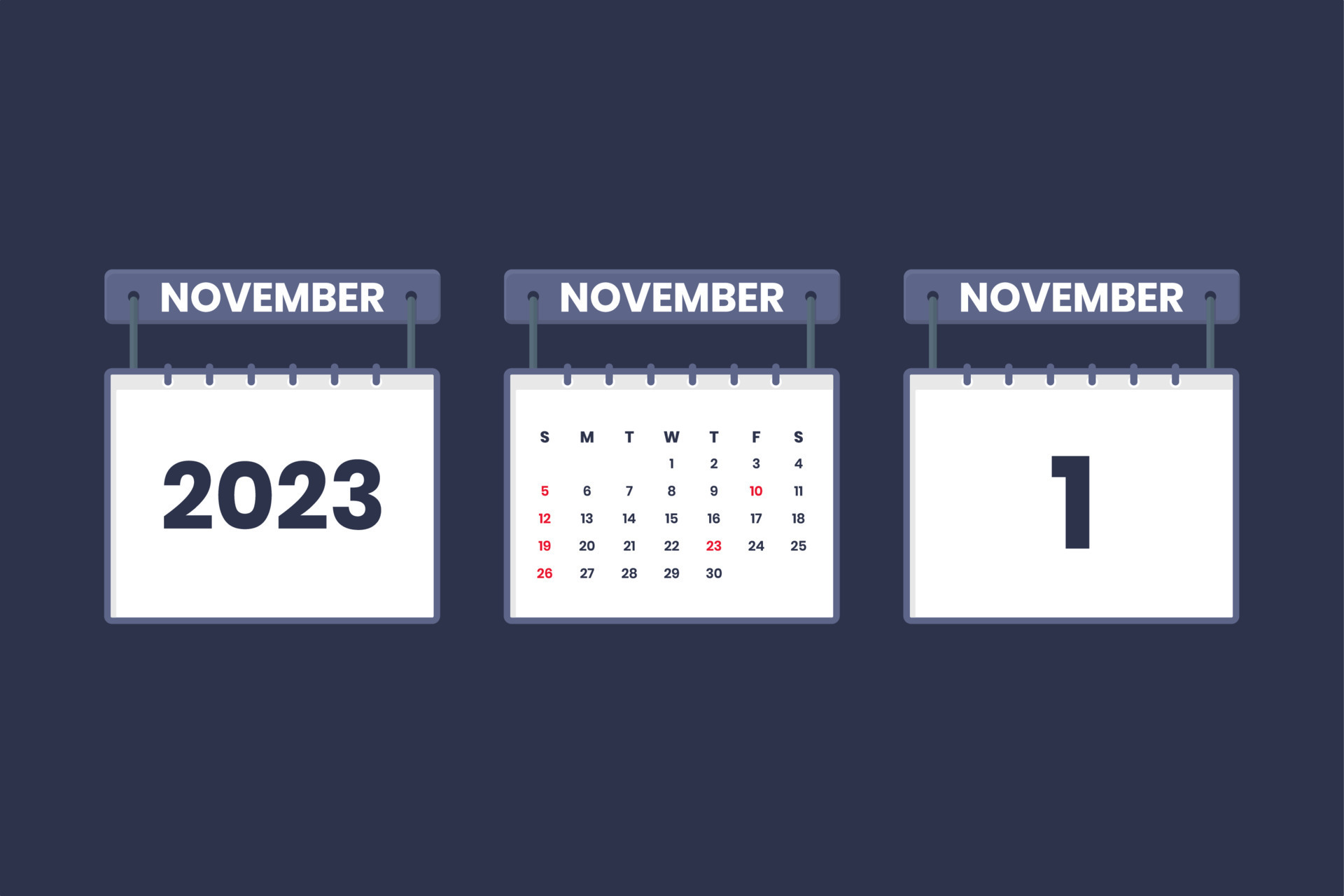 1 november 2023 calendar icon for schedule appointment important date concept free vector