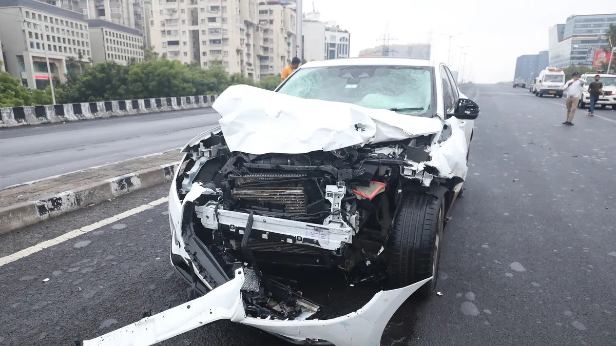 ahmedabad high speed audi car hits bike two people injured786