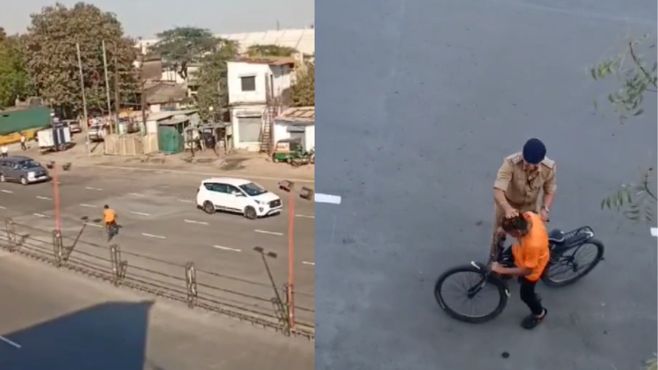 gujarat police removed cop who thrashes boy enjoying bicycle ride during pm modi convoy drill in surat know all video